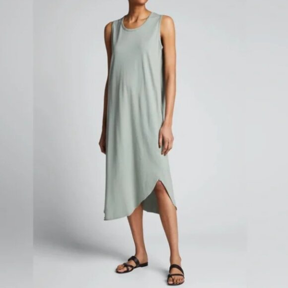 Anthro Ultra Soft Knit High Low Jersey Dress Minted Sage Green SZ MEDIUM NWT - Picture 1 of 14